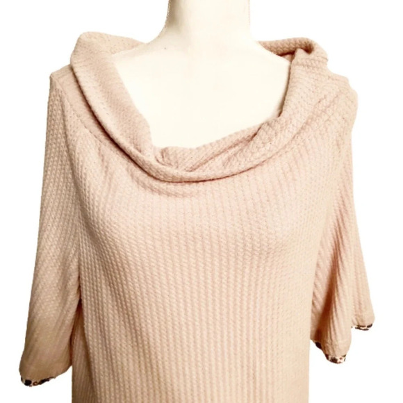 EASEL Waffle Knit Roll Neck Longline Sweater Tunic Dress - Picture 5 of 9